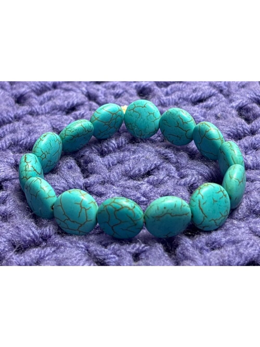 Faux Turquoise Dyed Howlite Stone End Stretch Bracelet 6.5 Inches  Unstretched